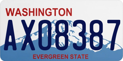 WA license plate AXO8387