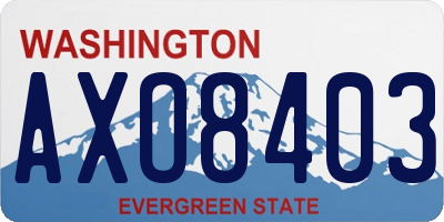 WA license plate AXO8403