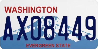 WA license plate AXO8449