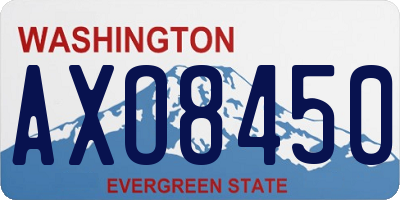 WA license plate AXO8450