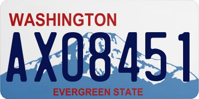 WA license plate AXO8451