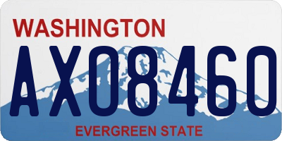 WA license plate AXO8460