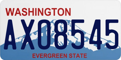 WA license plate AXO8545
