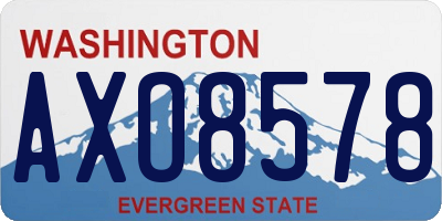 WA license plate AXO8578