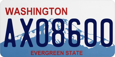 WA license plate AXO8600