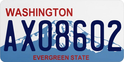 WA license plate AXO8602