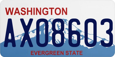 WA license plate AXO8603