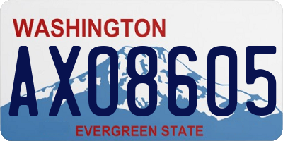 WA license plate AXO8605