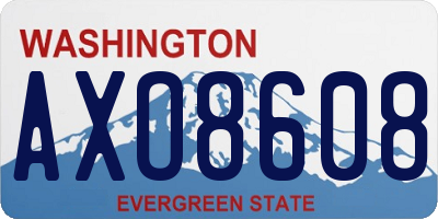 WA license plate AXO8608