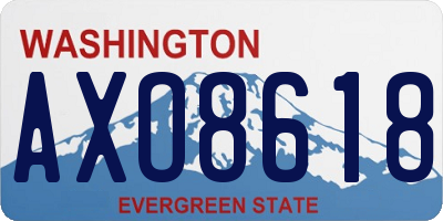 WA license plate AXO8618