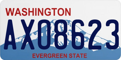 WA license plate AXO8623