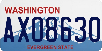 WA license plate AXO8630