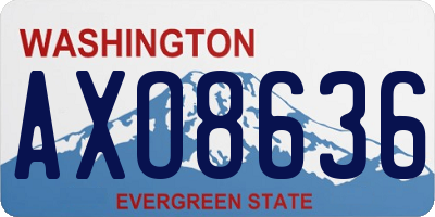 WA license plate AXO8636