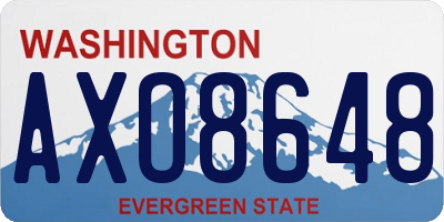 WA license plate AXO8648