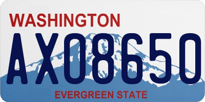 WA license plate AXO8650