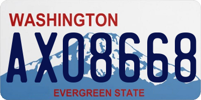 WA license plate AXO8668