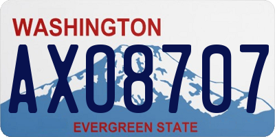 WA license plate AXO8707