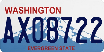 WA license plate AXO8722