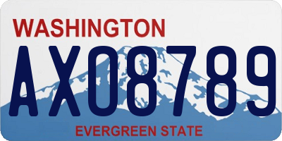 WA license plate AXO8789