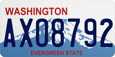 WA license plate AXO8792