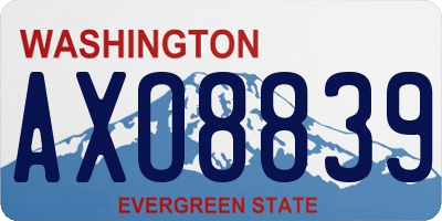 WA license plate AXO8839