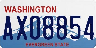 WA license plate AXO8854