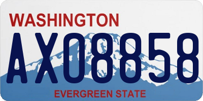 WA license plate AXO8858