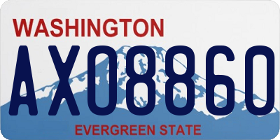 WA license plate AXO8860