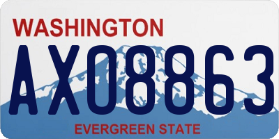 WA license plate AXO8863