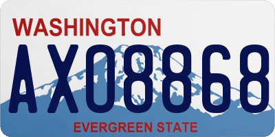 WA license plate AXO8868