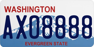 WA license plate AXO8888