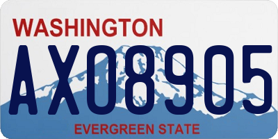 WA license plate AXO8905