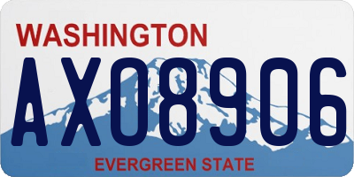 WA license plate AXO8906