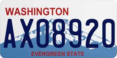 WA license plate AXO8920