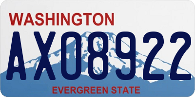 WA license plate AXO8922