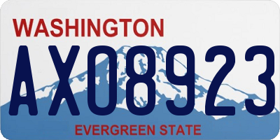 WA license plate AXO8923