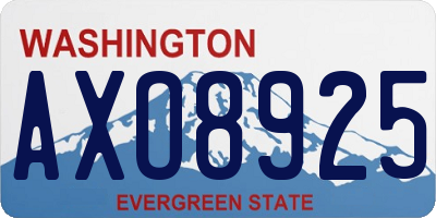 WA license plate AXO8925
