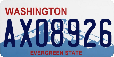 WA license plate AXO8926
