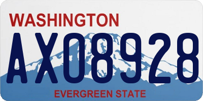 WA license plate AXO8928