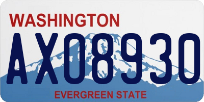 WA license plate AXO8930