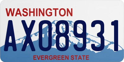 WA license plate AXO8931