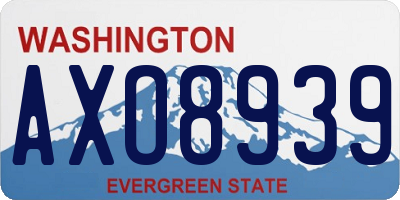 WA license plate AXO8939