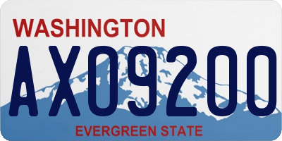 WA license plate AXO9200
