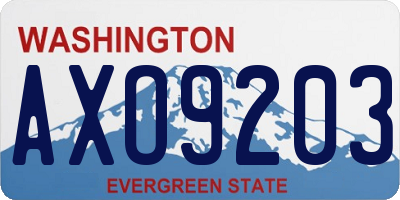WA license plate AXO9203