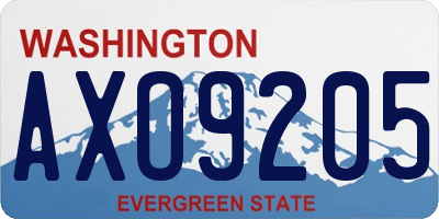 WA license plate AXO9205