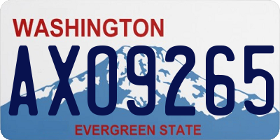 WA license plate AXO9265