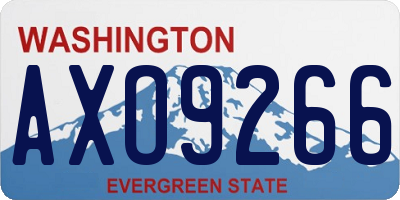 WA license plate AXO9266