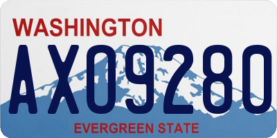 WA license plate AXO9280