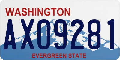WA license plate AXO9281
