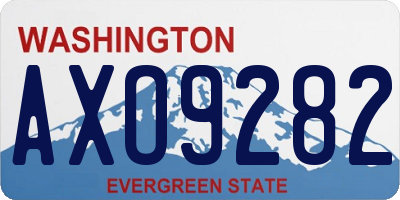 WA license plate AXO9282